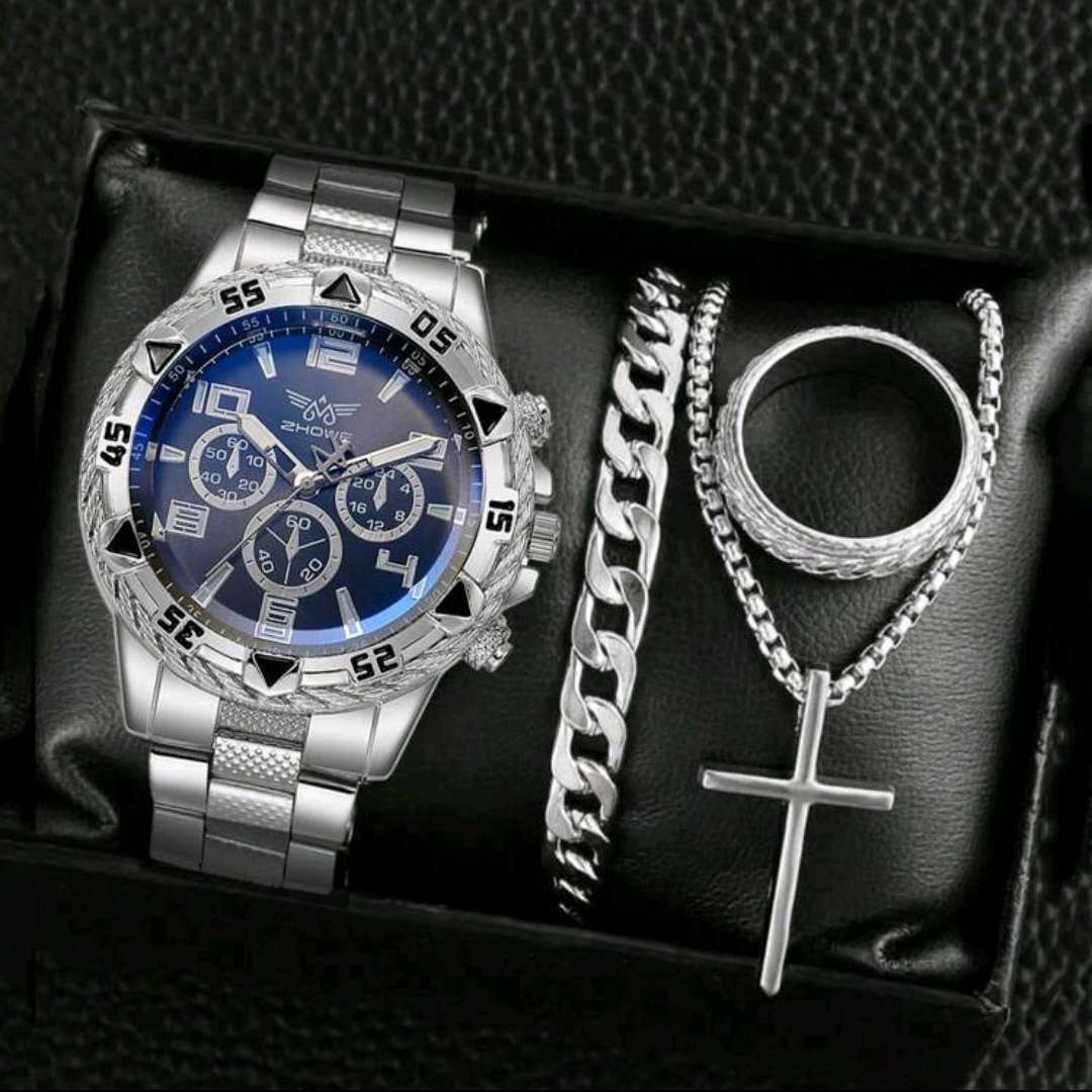 Wow amazing luxurious Men's 4 pc ZHOwe Quartz Watch set