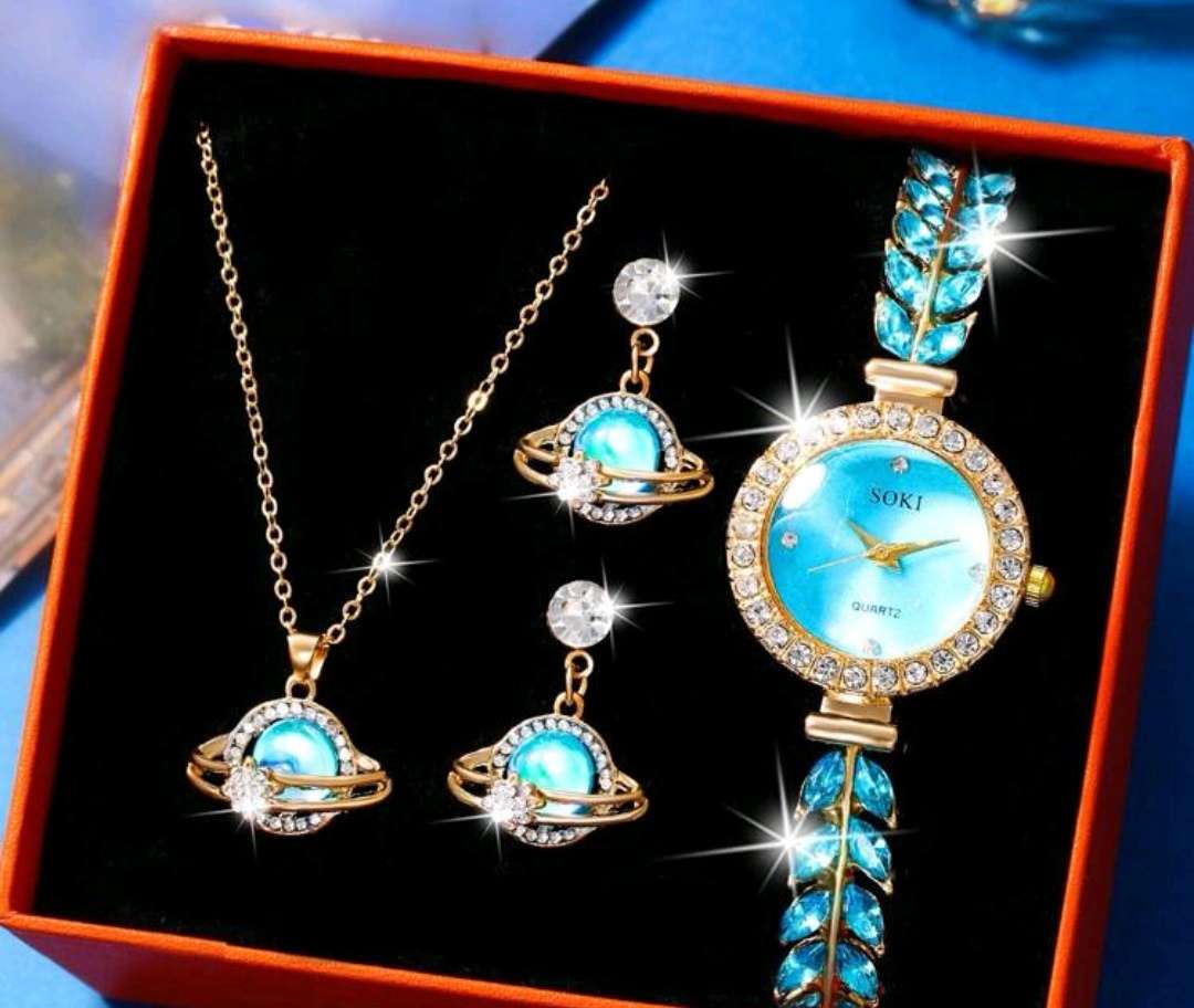 Wow amazing luxurious  women 4pc Quartz Watch set