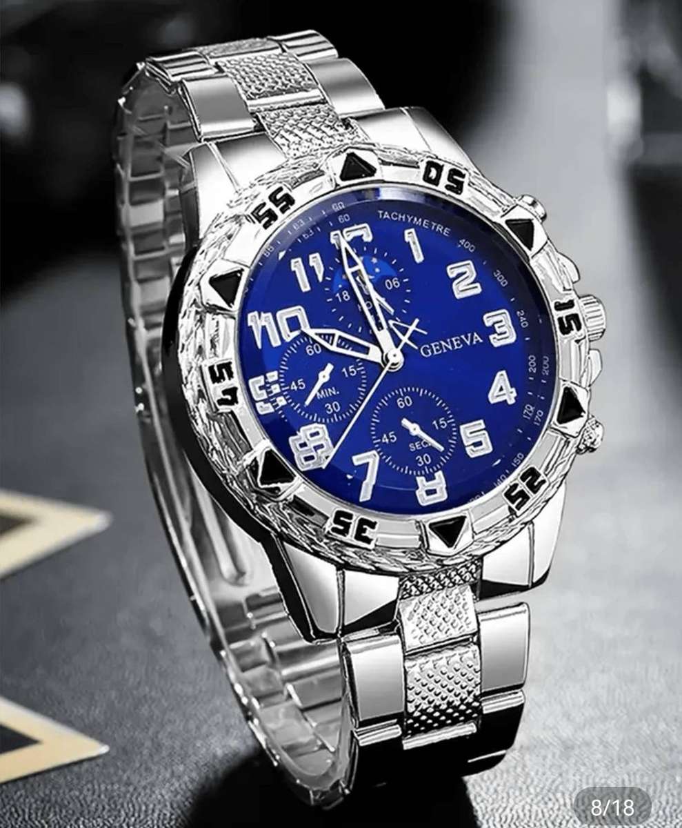 Wow amazing luxurious geneva Quartz Watch wwaatt set forr men'