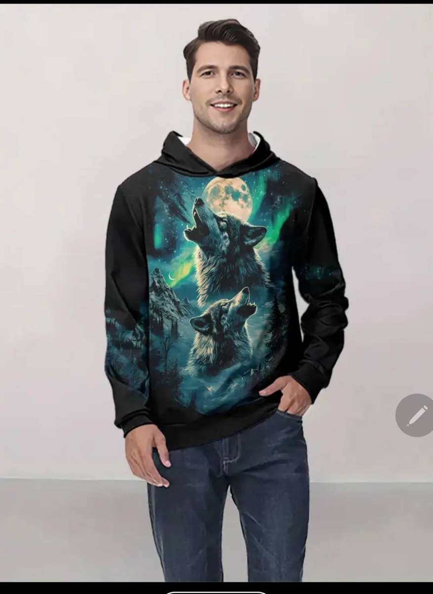 Wow amazing  luxurious  3Dwolf  printed hoodie jacket