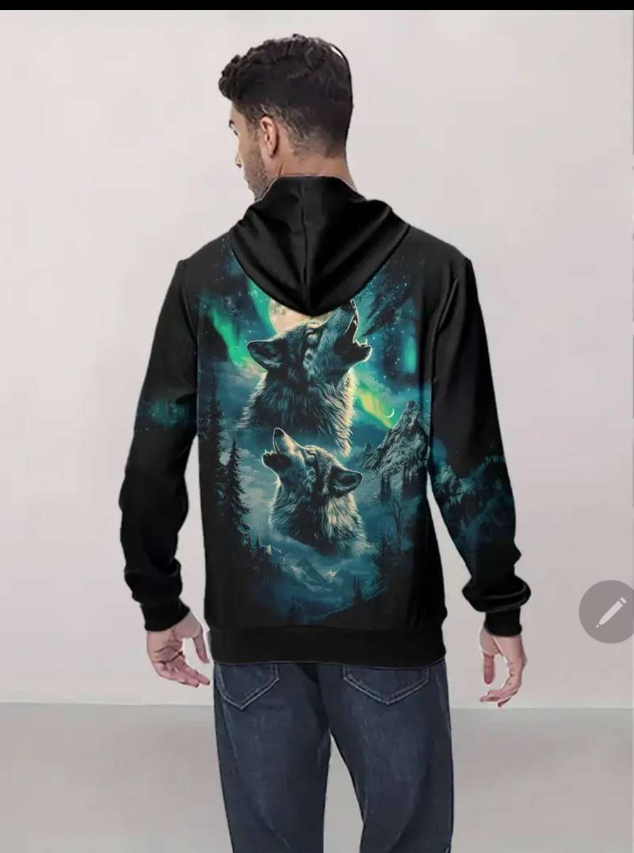 Wow amazing  luxurious  3Dwolf  printed hoodie jacket