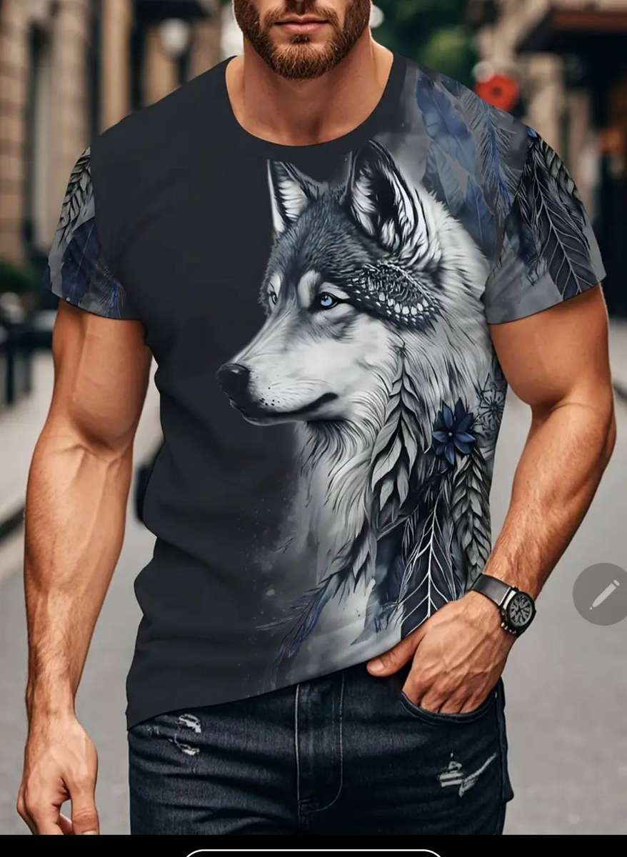 Wow amazing  luxurious  wolf printed T shirt