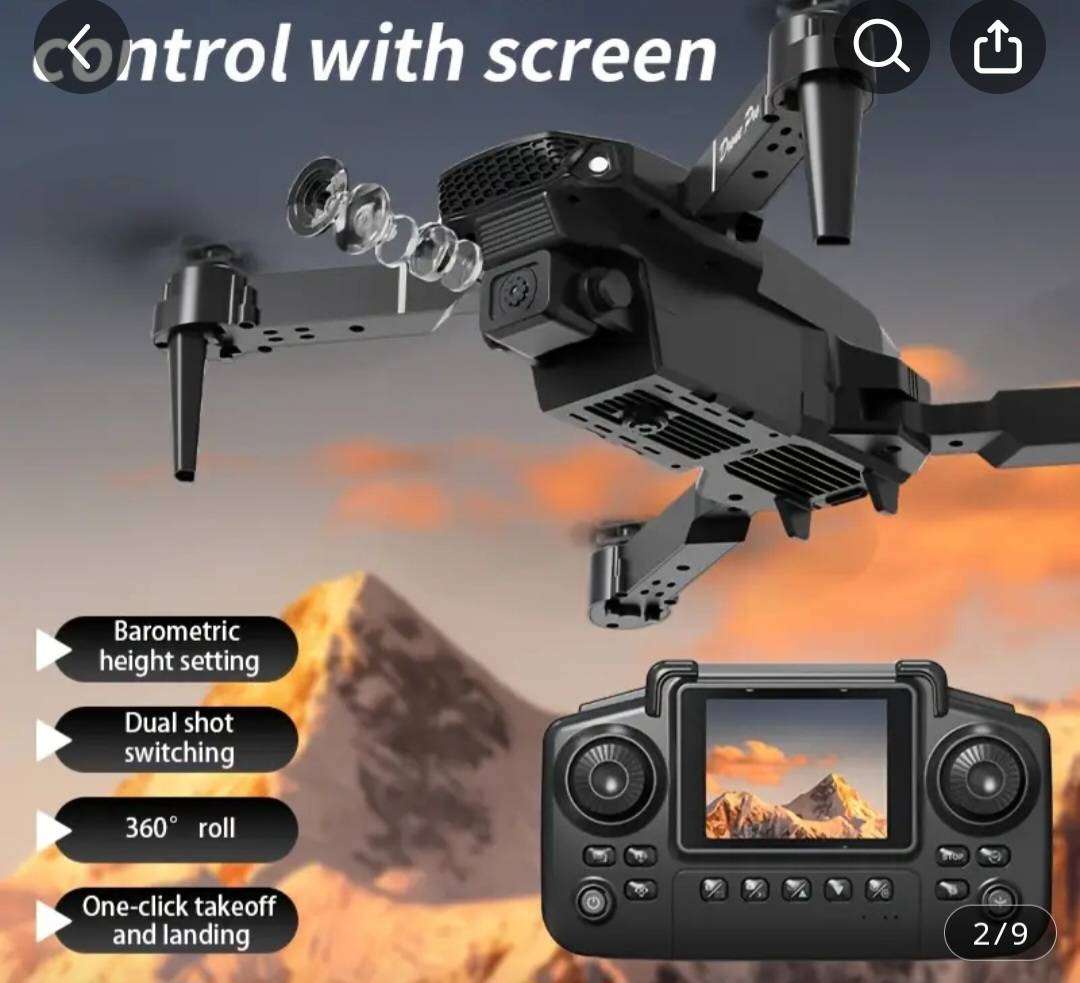E88 NOVA Drone withE88 drone with Built-in Screen and Dual Camera's - Black