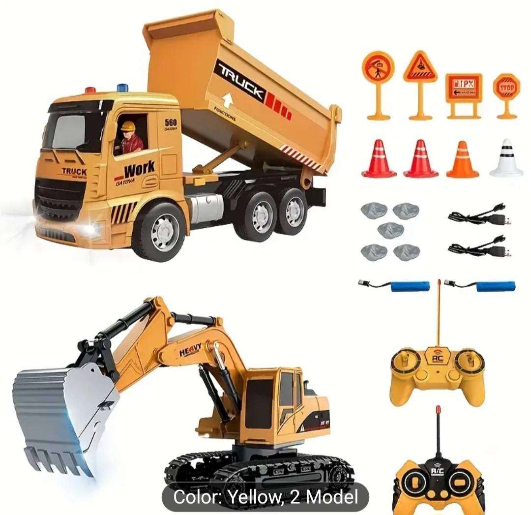 Wow amazing luxurious  construction  remote control play set. 2x construction r vehicles.