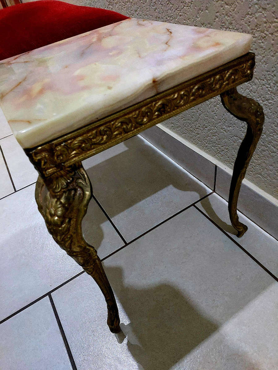 Brass & Marble Telephone Table