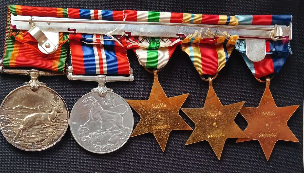 5 X WW2 ENGRAVED MEDALS WITH RIBBON BAR,PHOTOS & LETTER REGARDING DEATH FOR 10019 E. HAVINGA