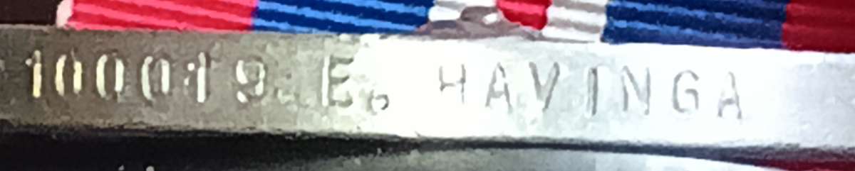 5 X WW2 ENGRAVED MEDALS WITH RIBBON BAR,PHOTOS & LETTER REGARDING DEATH FOR 10019 E. HAVINGA