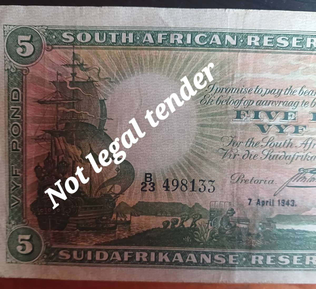 1 x South African 1 Pound and 1 x South African 5 Pound ( Postmus )