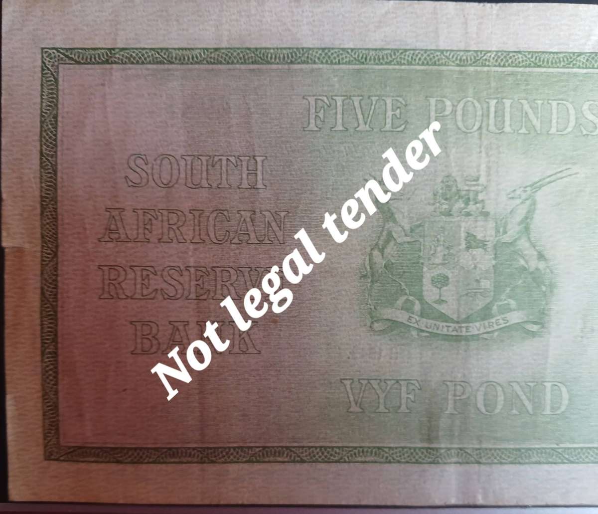 1 x South African 1 Pound and 1 x South African 5 Pound ( Postmus )