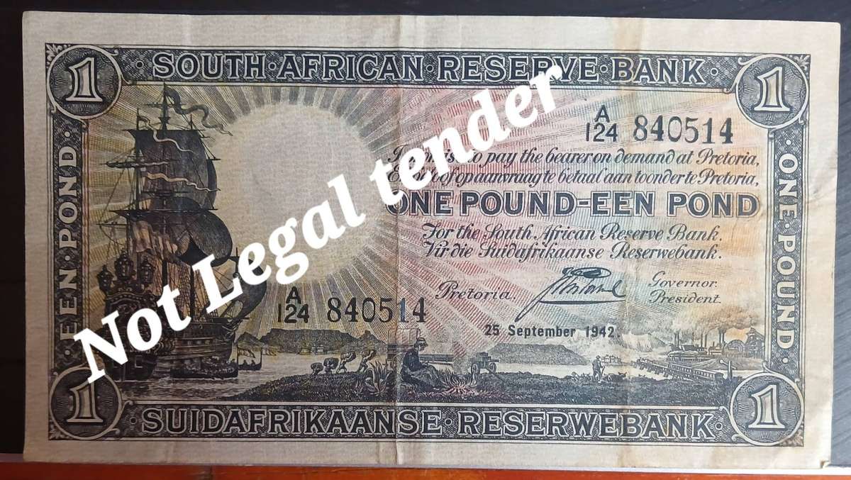 1 x South African 1 Pound and 1 x South African 5 Pound ( Postmus )