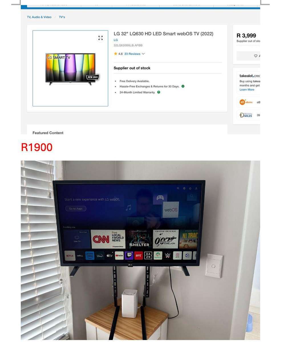 LG 32'' LQ630 HD Smart TV WebOS ThinQ AI