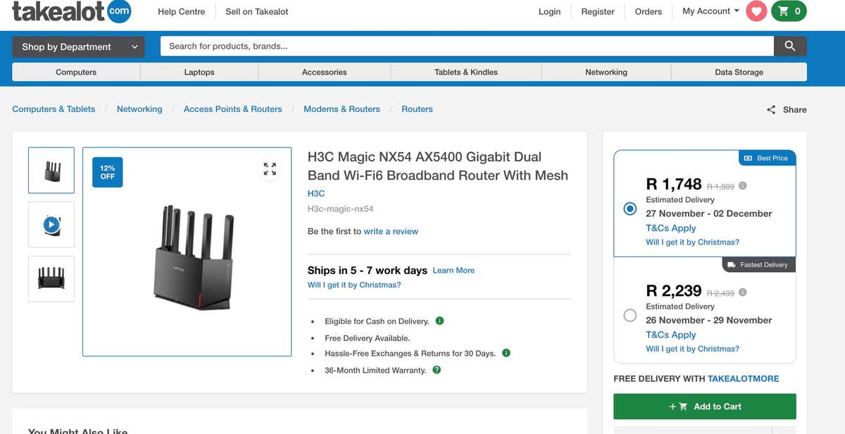 H3C Magic NX54 AX5400 Gigabit Dual Band Wi-Fi6 Broadband Router With Mesh
