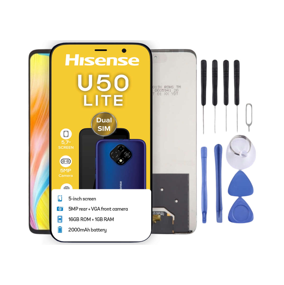 Hisense U50 Lite LCD Screen - LCD Touch Digitizer Assembly with Tools