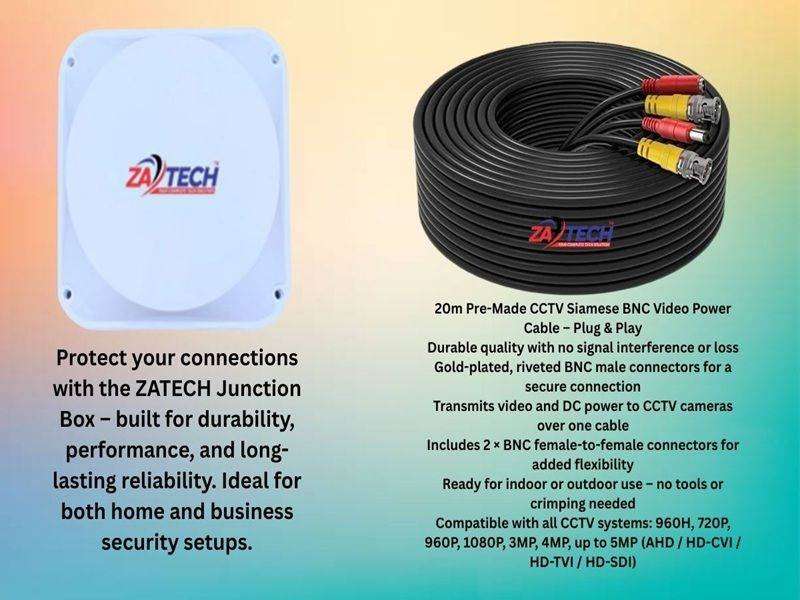 HiLook 4 Channel CCTV Kit 4 Cameras, DVR, ZATECH Cables & Junction Boxes