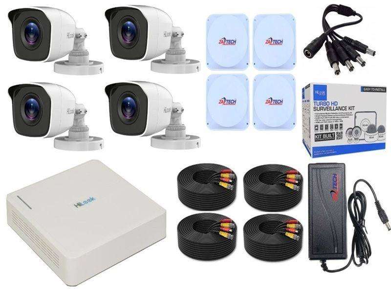 HiLook 4 Channel CCTV Kit 4 Cameras, DVR, ZATECH Cables & Junction Boxes