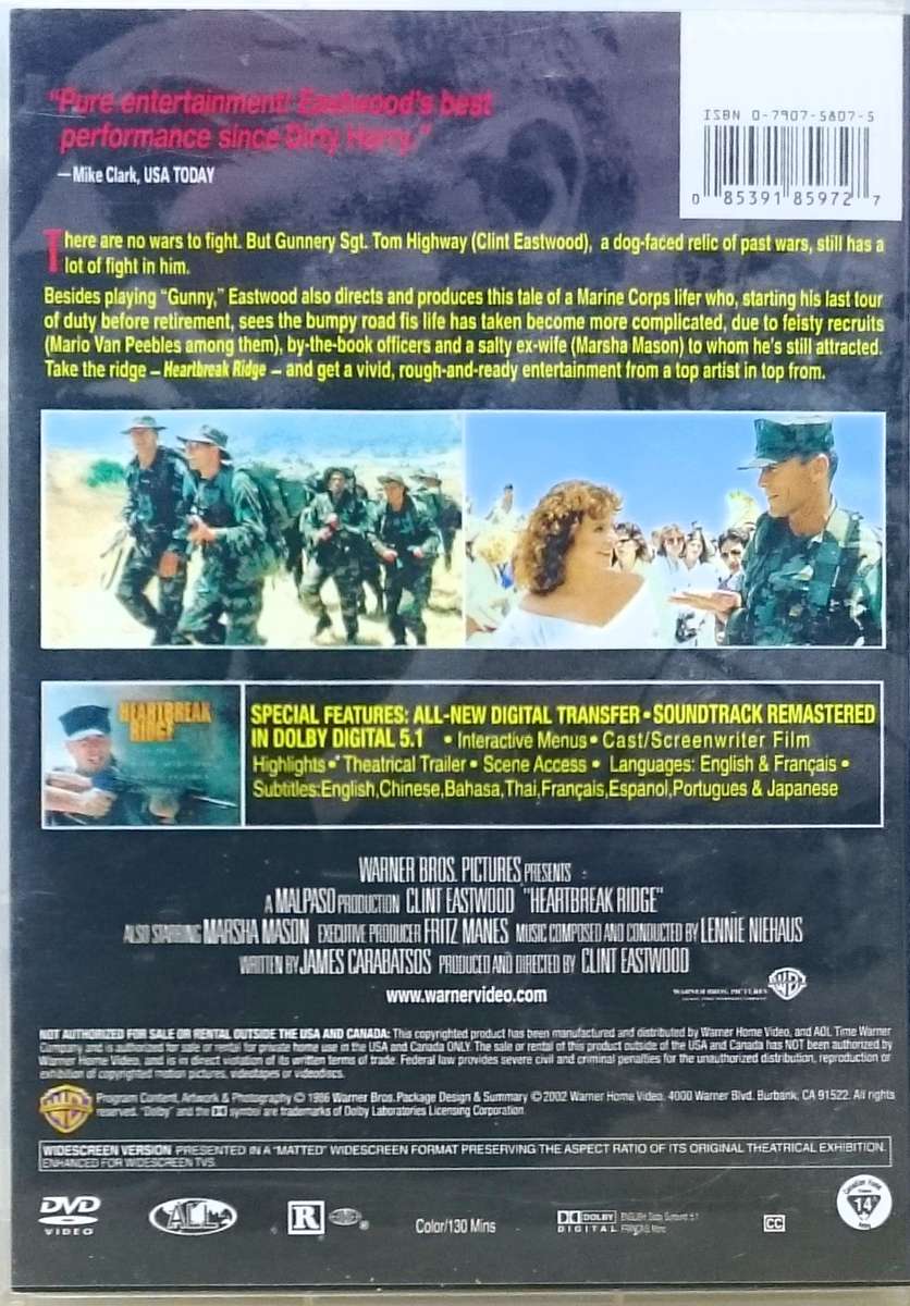 Clint Eastwood Heartbreak Ridge DVD