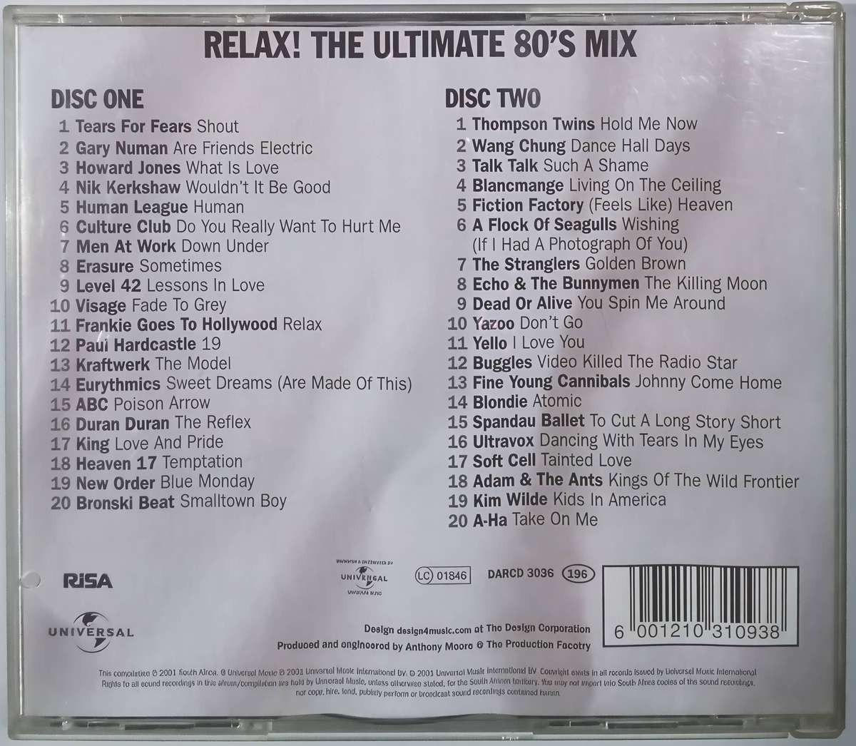 RELAX! THE ULTIMATE 80's MIX CD