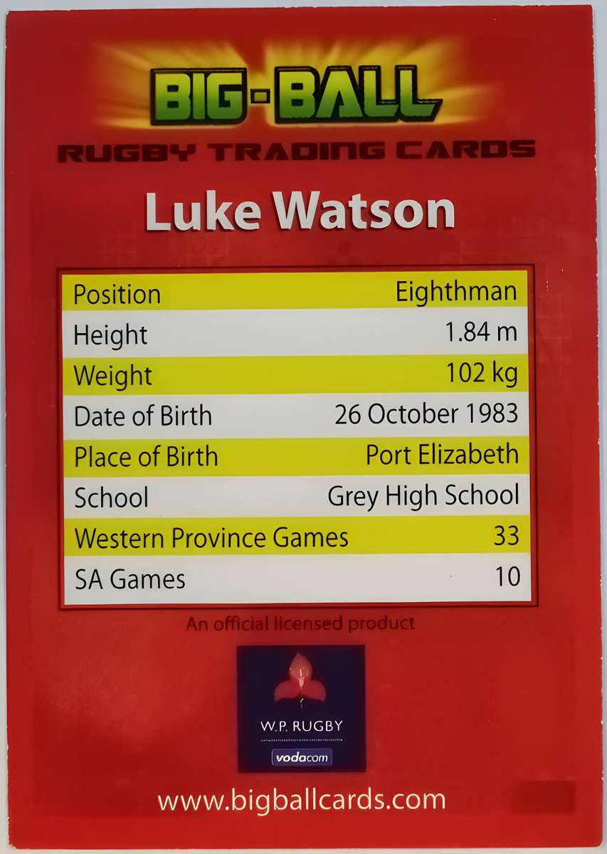 W.P. RUGBY Luke Watson Big-Ball Rugby