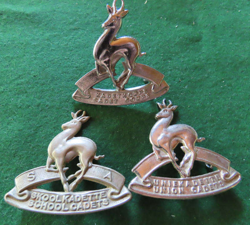 South Africa - Army - SA School Cadets 3 Different Cap Badges