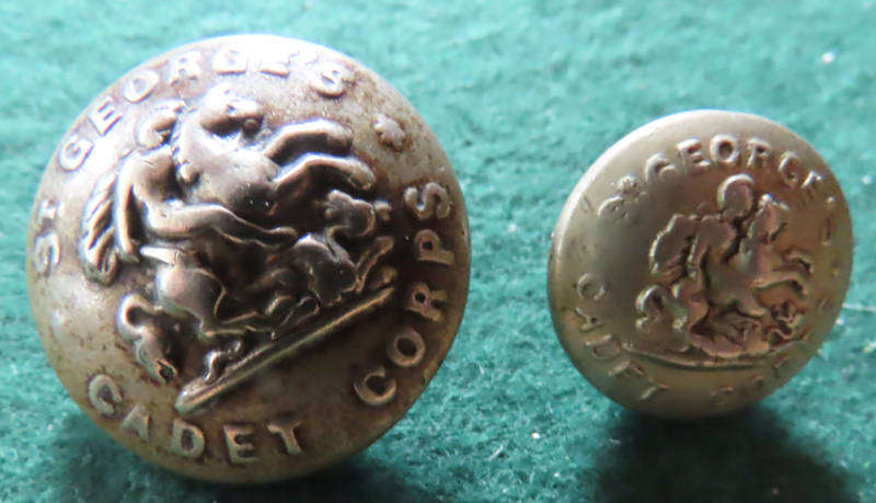 Great Britain - St Georges Cadet Corps - 2 Buttons 24 and 16mms