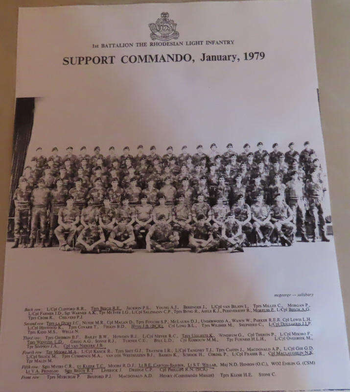 Rhodesia-Bush War-1st Battalion Rhodesian Light Infantry (RLI)-Support Commando Jan. 1979 Copy Photo
