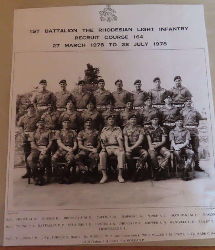 Rhodesia-Bush War-1st Battalion Rhodesian Light Infantry (RLI)-Recruit Course 164 1978 Copy Photo