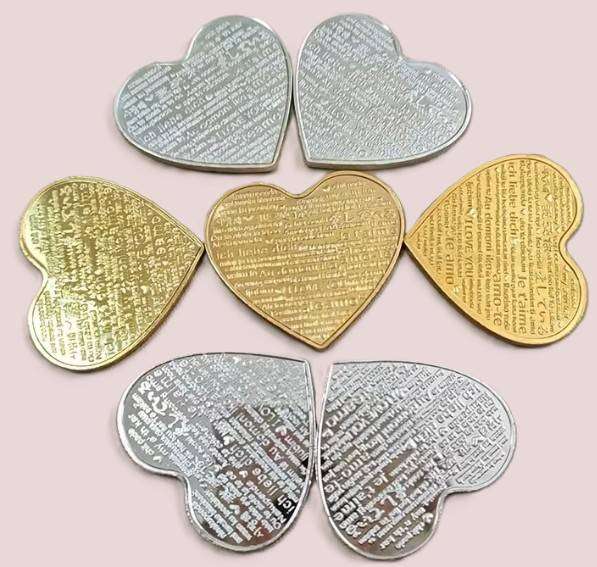 HeartShaped Coins - 16 coins random colour