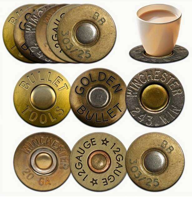 Set of 6 Classic Bullet Pattern Wooden Coasters