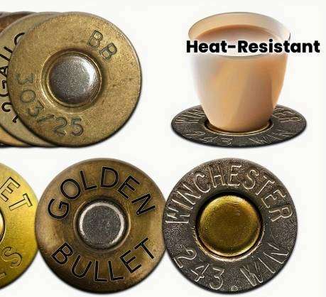 Set of 6 Classic Bullet Pattern Wooden Coasters