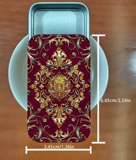 1pc Dark Red Retro Sliding Match Box, Metal Tin