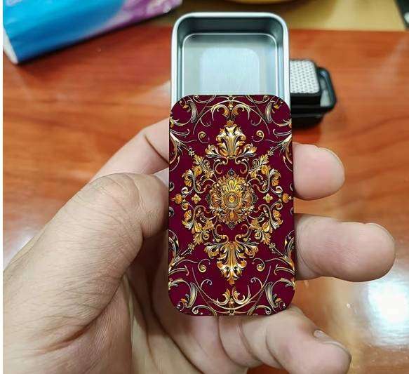 1pc Dark Red Retro Sliding Match Box, Metal Tin