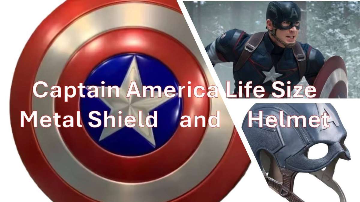 Captain America Life-Size Helmet & Metal Shield (60 cm)
