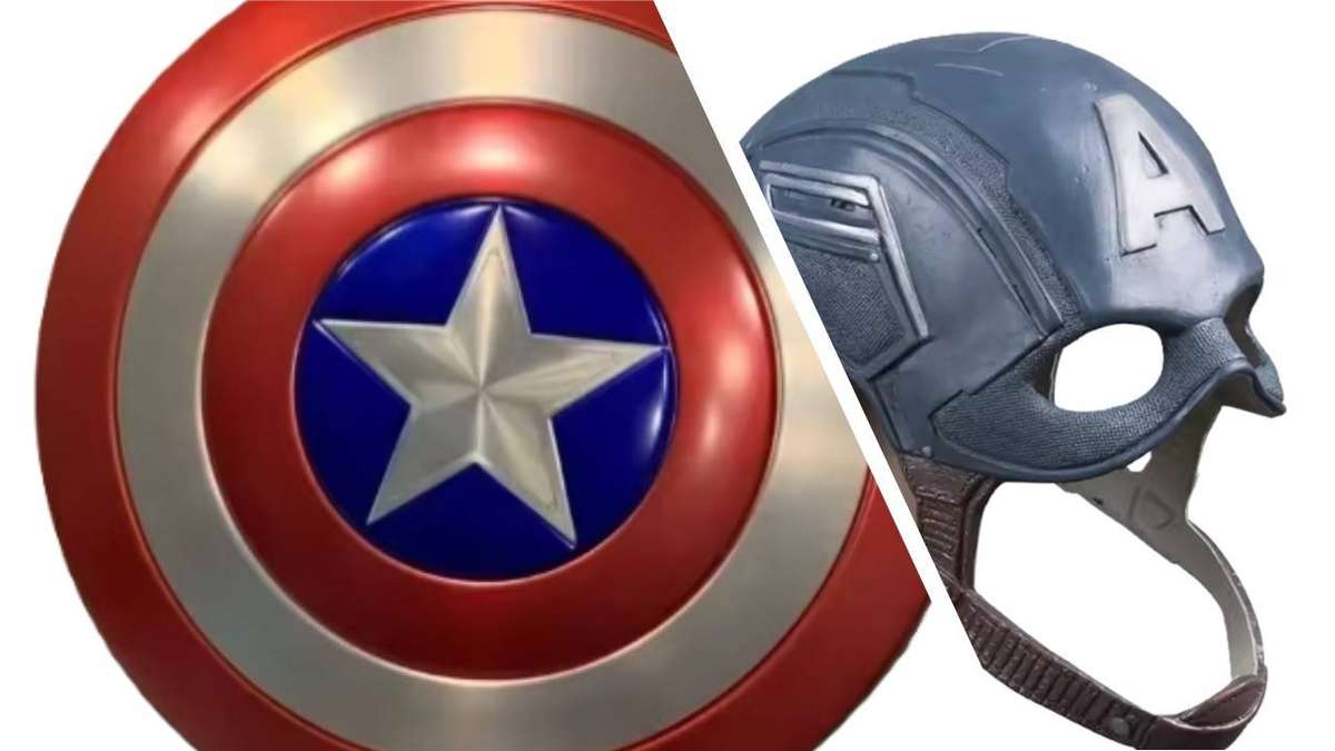 Captain America Life-Size Helmet & Metal Shield (60 cm)