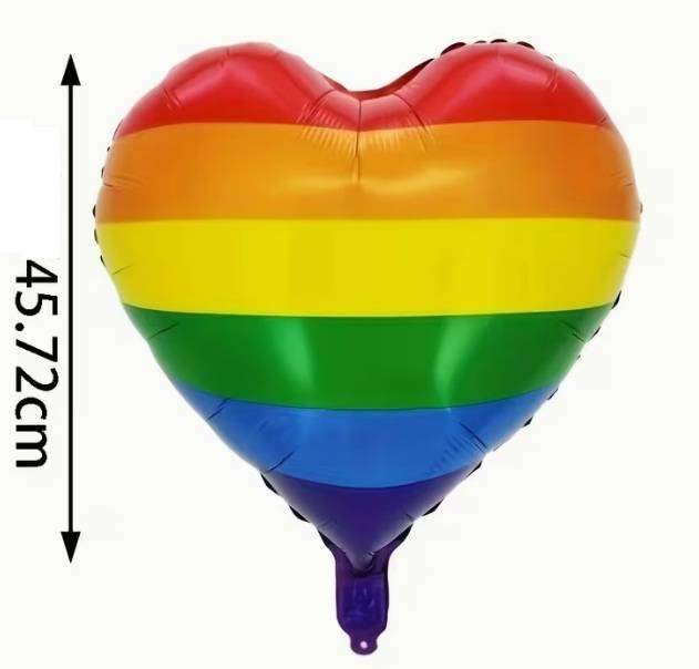BIG (45 cm) Rainbow Heart balloons - 1 Pack of 10