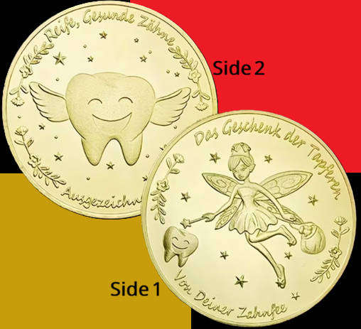 German Tooth Fairy coin / Deutsche Zahnfee geld / Münze (4cm)