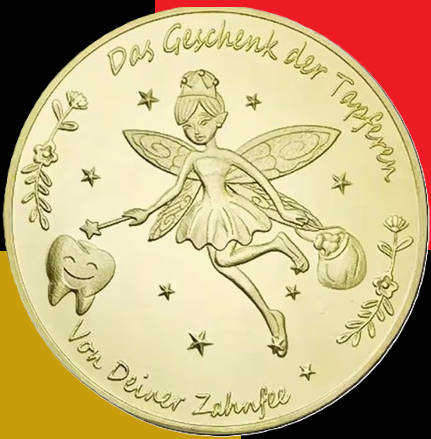 German Tooth Fairy coin / Deutsche Zahnfee geld / Münze (4cm)