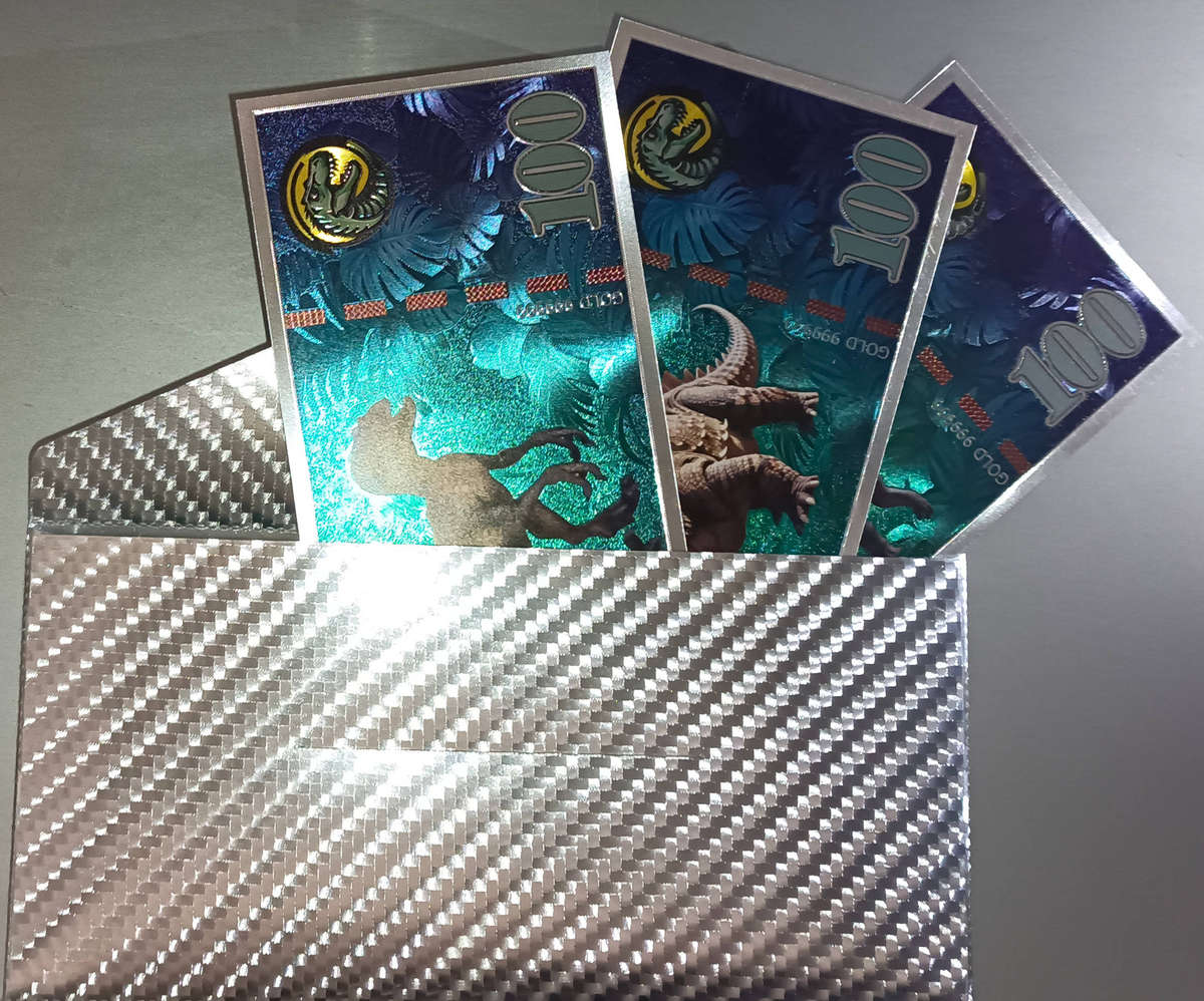 9 Pc Dinosaur World Reflective Foil Banknote Collection - 1 set (Fact - Dinosaurs are awesome)