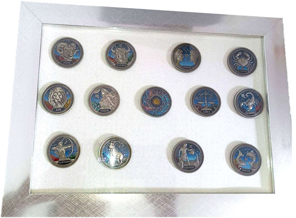 Framed 13-Piece Zodiac Medallion Collection - New Design Astrology Series