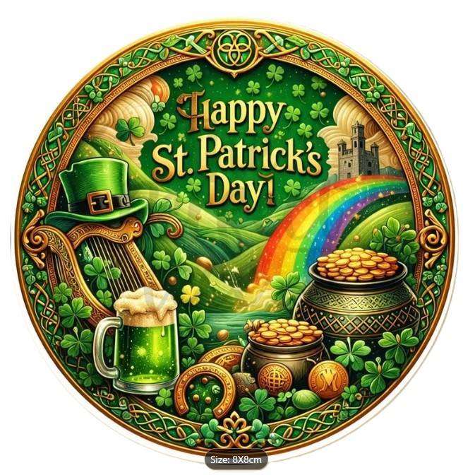 Happy St Patrick,s Day fridge magnet (8x8 cm)