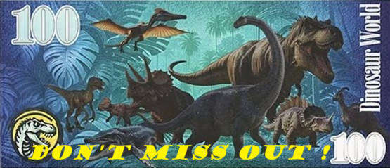 9 Pc Dinosaur World Reflective Foil Banknote Collection - 1 set (Fact - Dinosaurs are awesome)