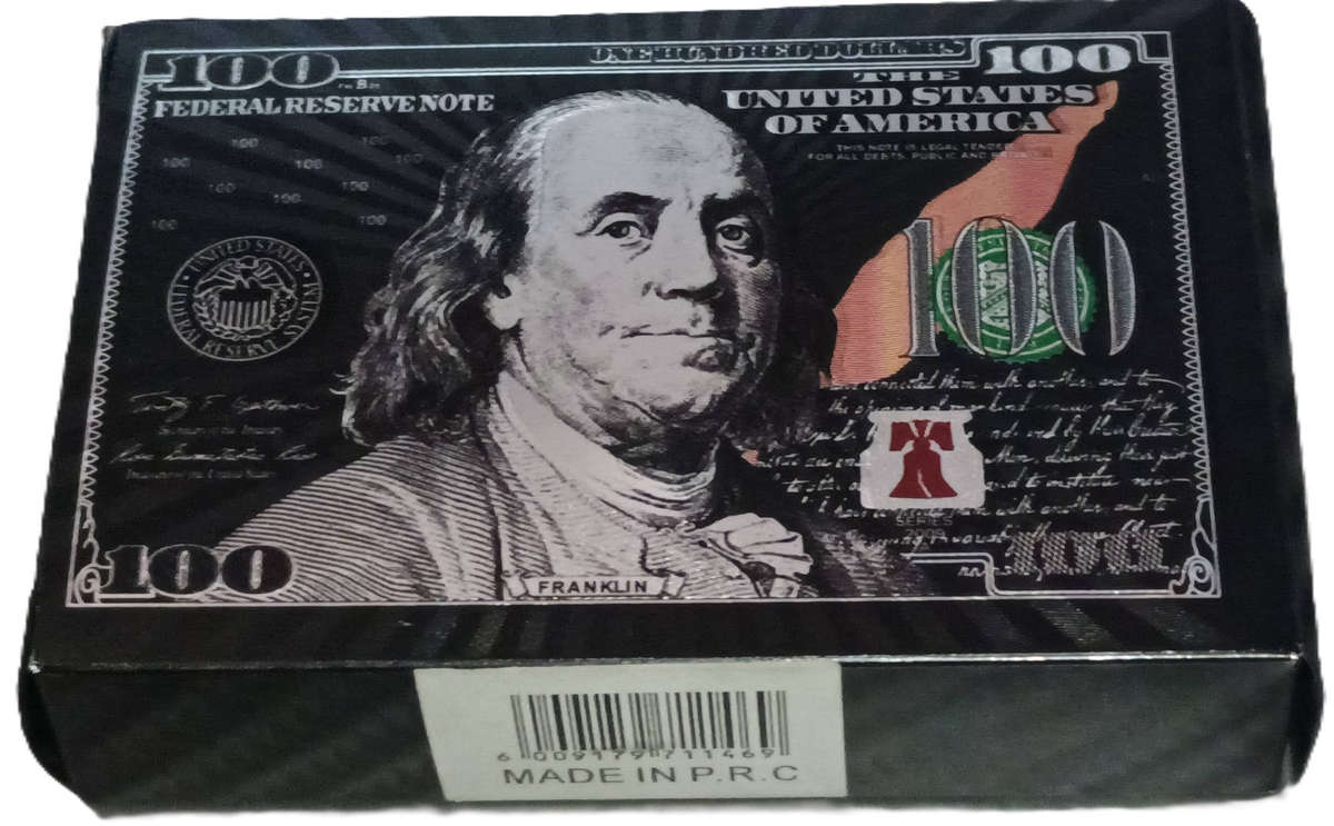 Luxury Black Waterproof Playing Cards  $100 Bill Design  Premium Plastic Deck