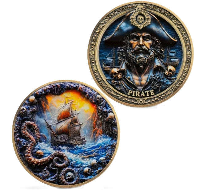 Legendary Pirate, Kraken, Ships & Swashbuckling Style Coin