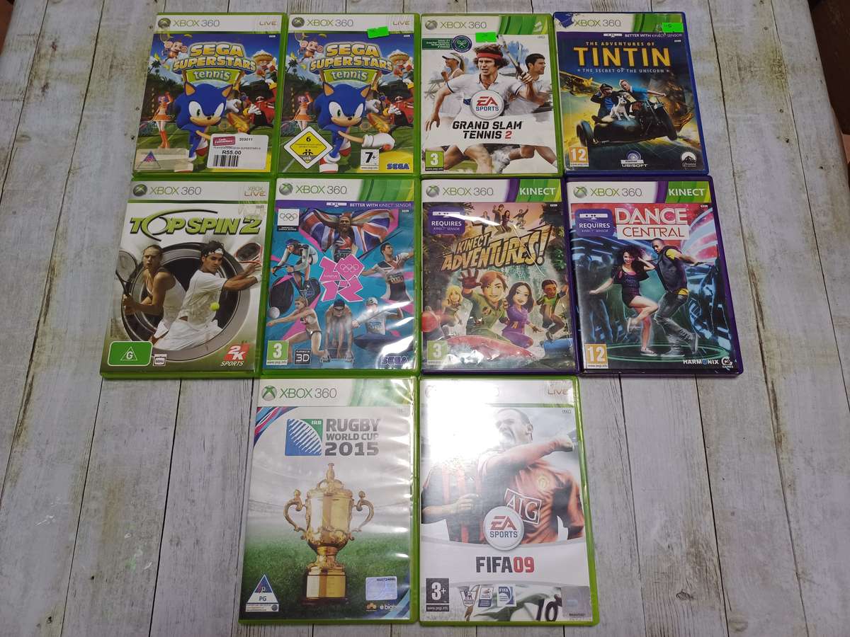 Large lot of XBox 360 items incl. Working console, Kinnect, Games, Remotes etc. See description!