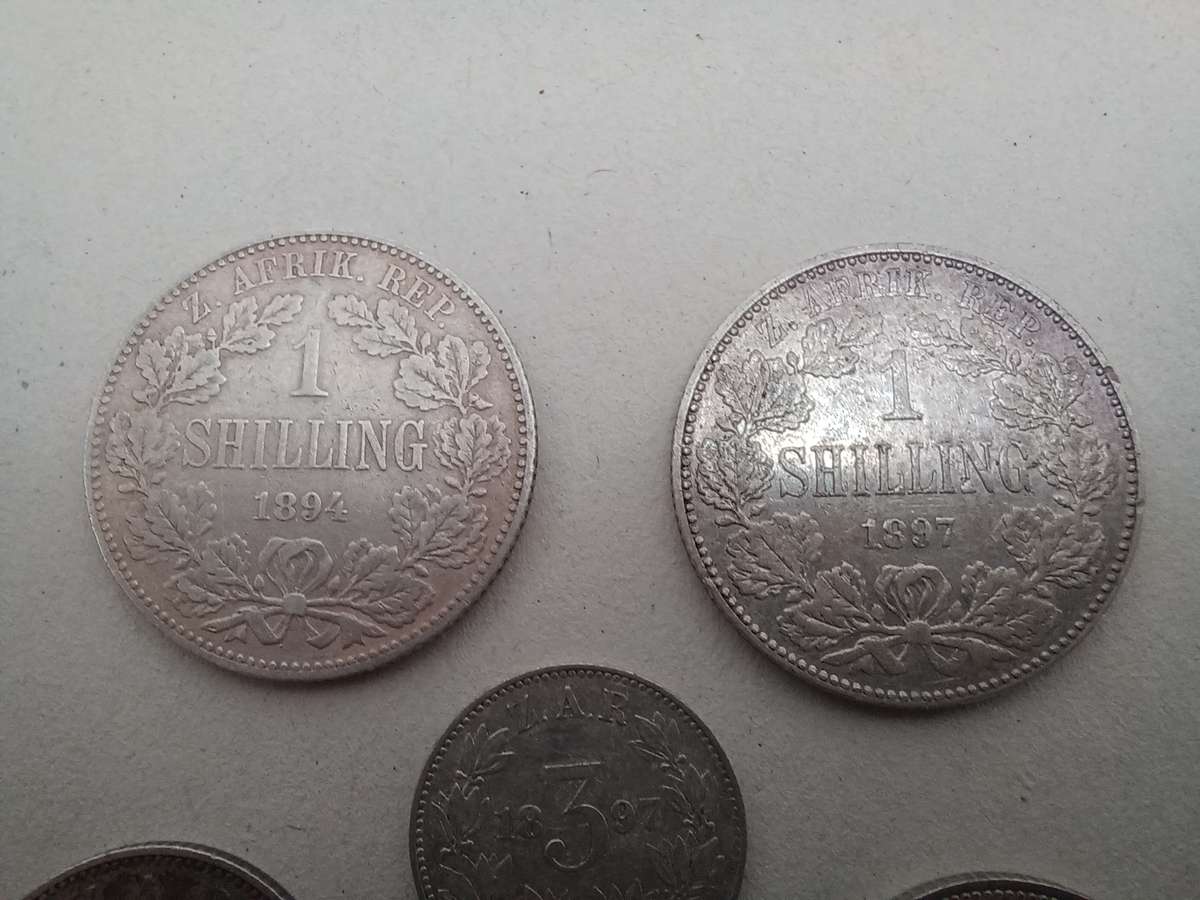 Collection of Five ZAR Paul Kruger 1894 and 1897 Sterling Silver Coins!
