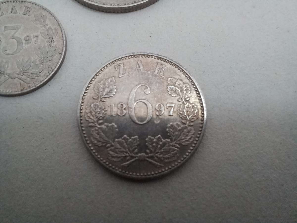 Collection of Five ZAR Paul Kruger 1894 and 1897 Sterling Silver Coins!