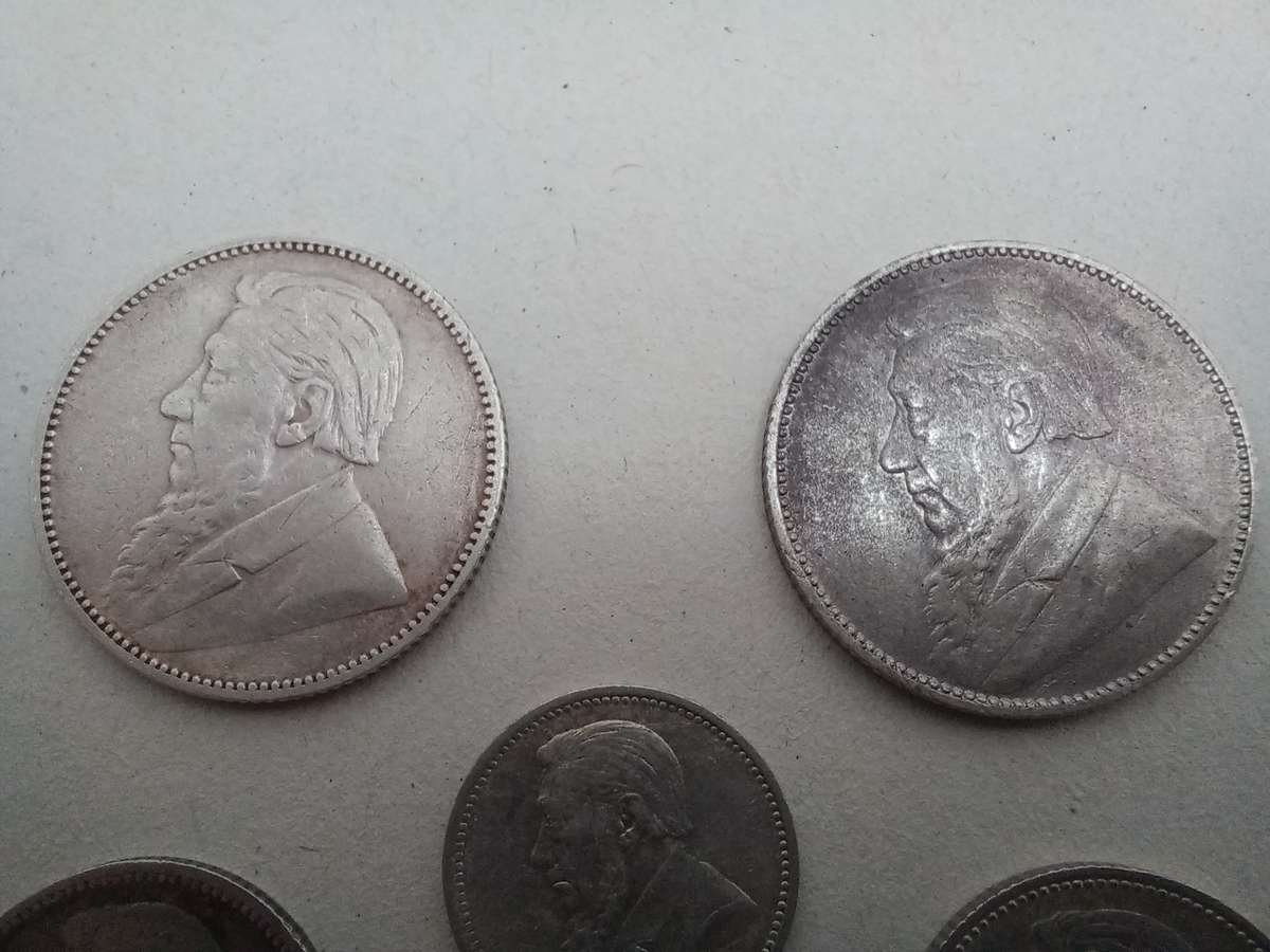 Collection of Five ZAR Paul Kruger 1894 and 1897 Sterling Silver Coins!