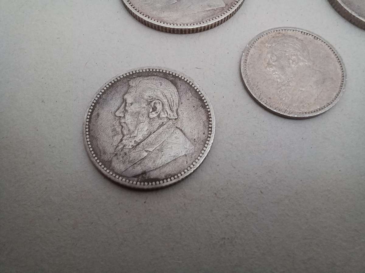 Collection of Five ZAR Paul Kruger 1894 and 1897 Sterling Silver Coins!