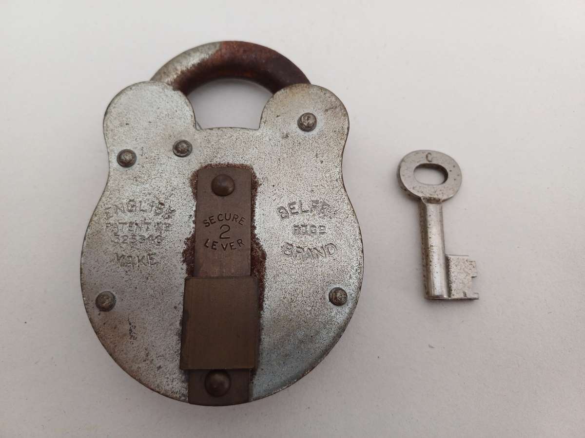 Large Vintage/ Antique Heavy Duty Belfry 2 Lever Lock with Key! In Excellent Working Condition!