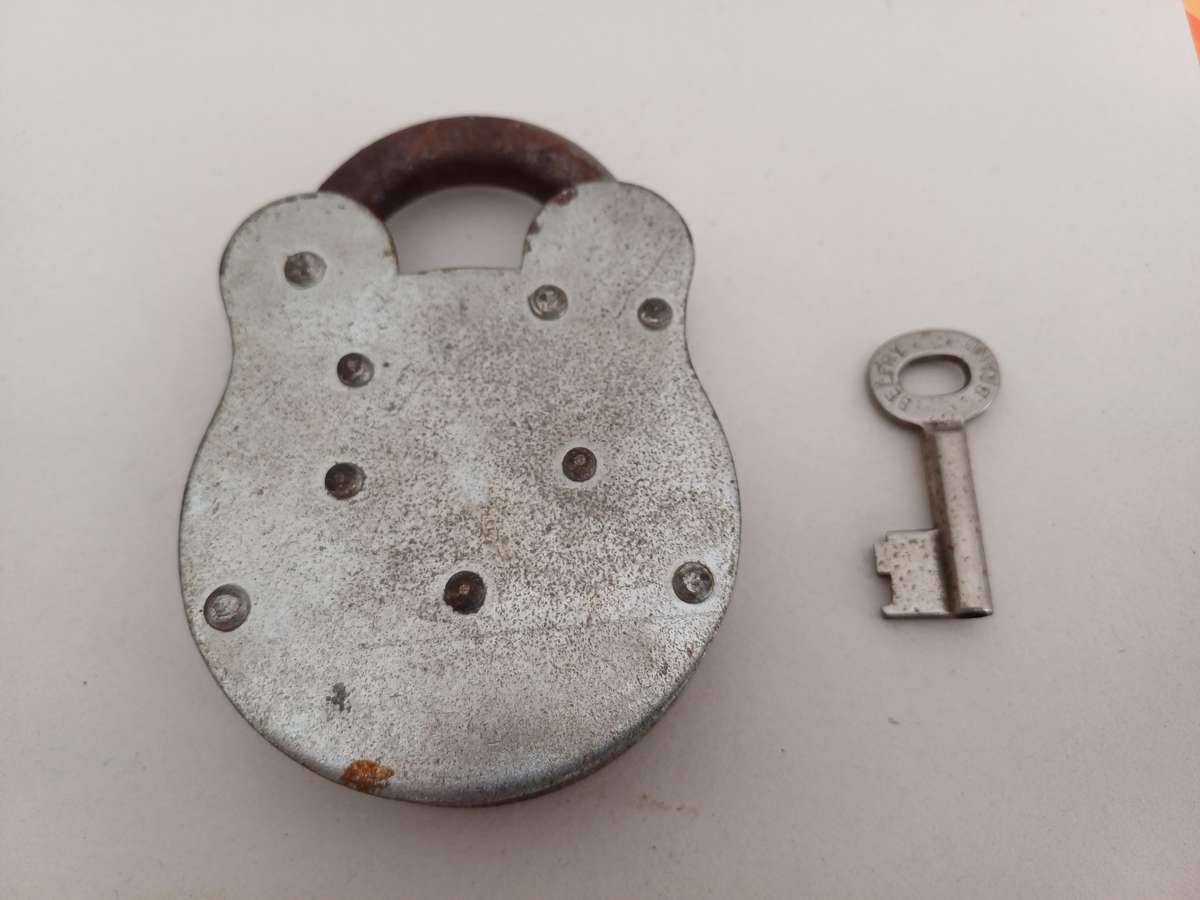 Large Vintage/ Antique Heavy Duty Belfry 2 Lever Lock with Key! In Excellent Working Condition!