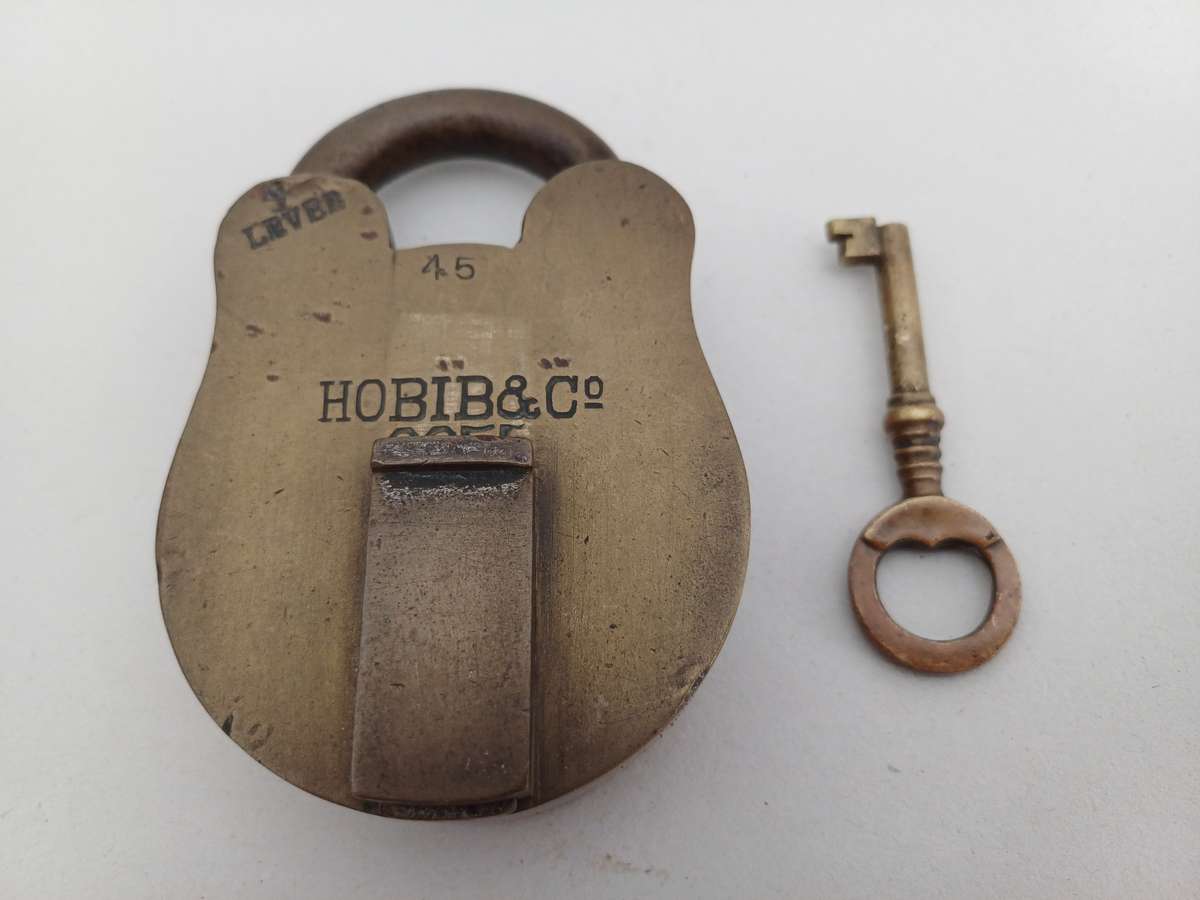 Large Vintage/ Antique Heavy Duty Hobib & Co 4 Lever Lock with a Working Key. In Working Condition!